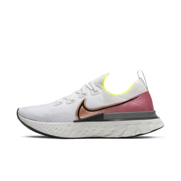 Nike Men's React Infinity Run Flyknit Platinum Tint-Black-Pink Blast - 14