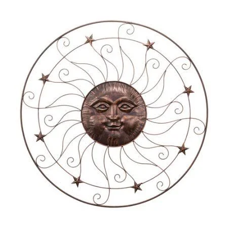 Bay Accents Wrought Iron Sun and Stars Round Wall D Cor