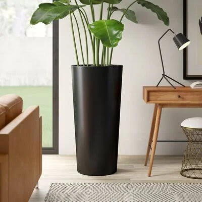 Sheley Fiberglass Pot Planter Mercury Row Color: Black, Size: 42x22 H x 21x22 W x 21x22 D
