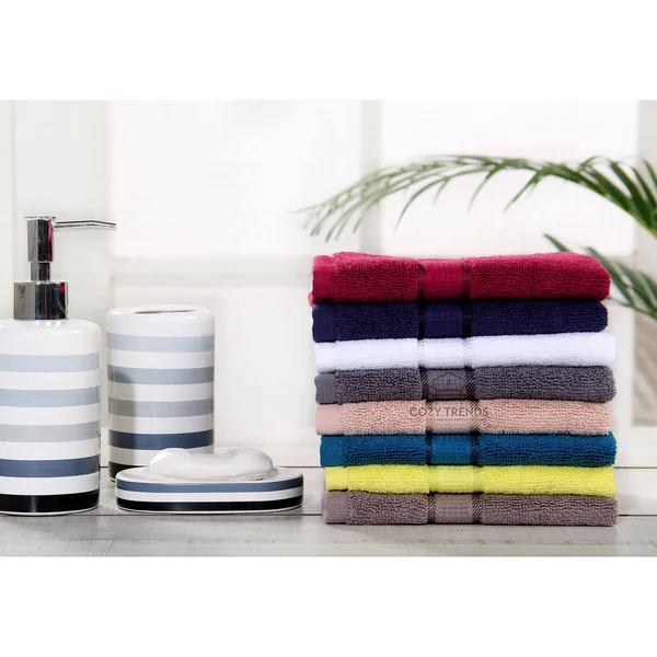 Luxurious 100% Cotton Absorbent 600 GSM 6 Piece Bathroom Towel Set 2 Washcloths, 2 Hand Towels, 2 Bath Towels - Taupe