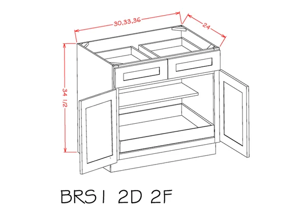 Wilora Hawthorne Shaker White 33x22 x 34.5x22 x 24x22 2 Doors, 2 Drawers, 1 Shelf, 1 Rollout Shelf Base Cabinet, High-Density F