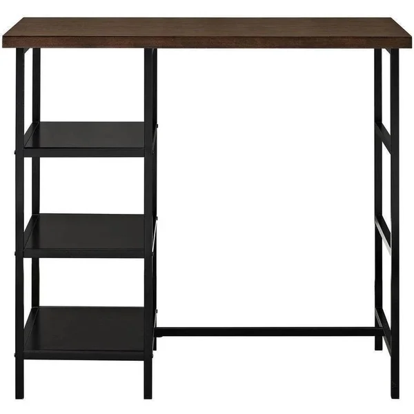 Mainstays 3-Piece Metal Pub Set with Wood Top, Dark Mahogany