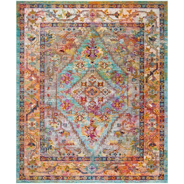 Safavieh CRS507B Crystal Light Blue - Fuchsia Area Rug - 7& x 7& Round