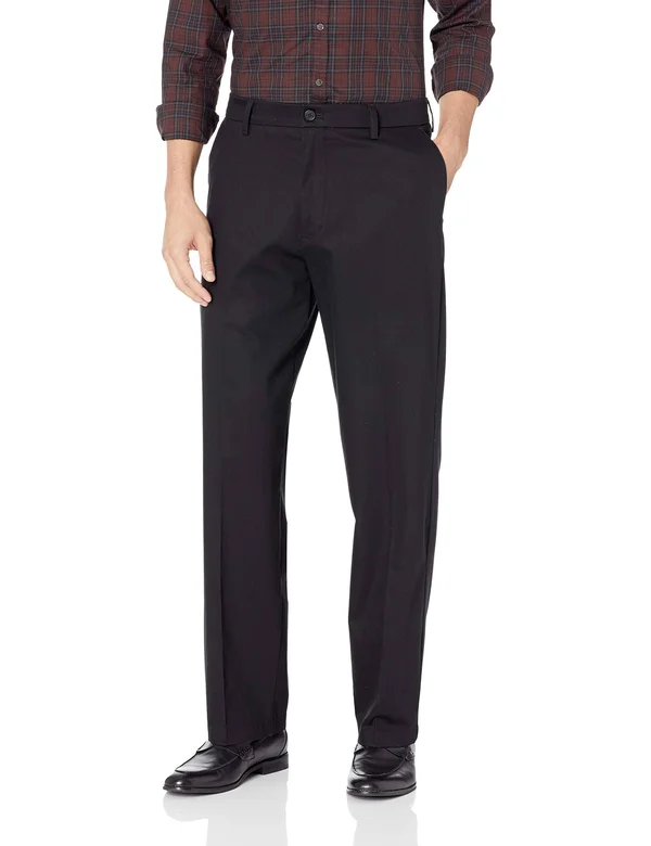 Dockers Men's Relaxed Fit Signature Khaki Lux Cotton Stretch Pants D4 - 42 32, Black