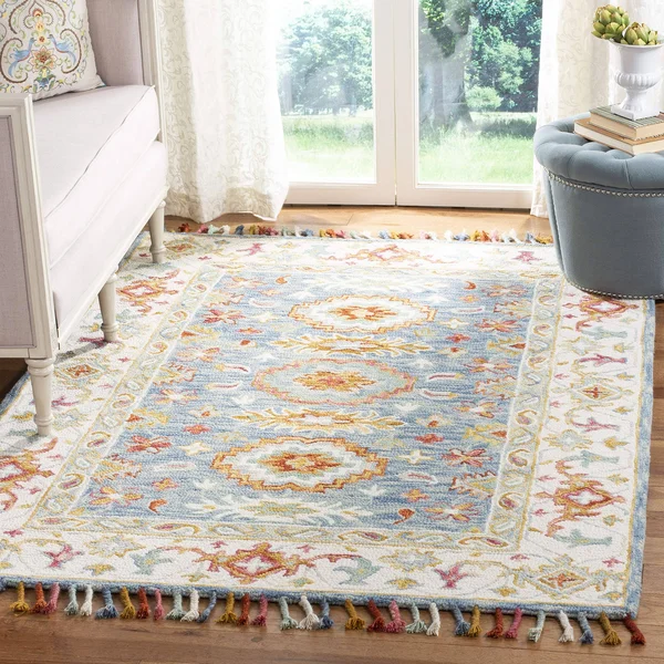 Safavieh Aspen Blue/Ivory 6 ft. x 9 ft. Border Area Rug