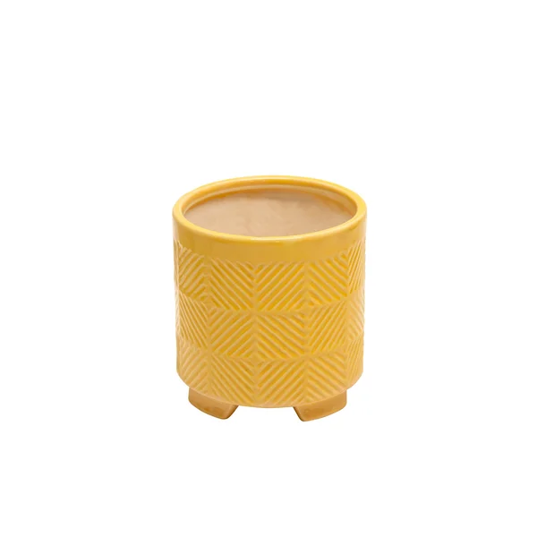 Sagebrook Home 14504-23 Ceramic 6/8x22 Abstract Footed Planters - Yellow (Set of 2)