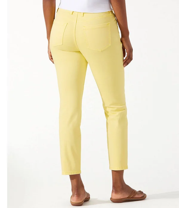 Tommy Bahama Boracay Beach Cotton-Blend Stretch Sateen Hi-Rise Ankle Jeans - Womens, 2, Radiant Sun
