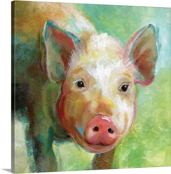 Colorful Quirky Pig, Canvas Wall Art, 20x20, Great Big Canvas