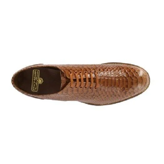 Stacy Adams Mens Madison Anaconda Print Oxford Tan 7.5