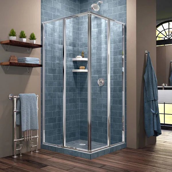 Dreamline Cornerview 40 1/2 In. D X 40 1/2 In. W X 72 In. H Framed Sliding Shower Enclosure In Chrome SHEN-8140400-01