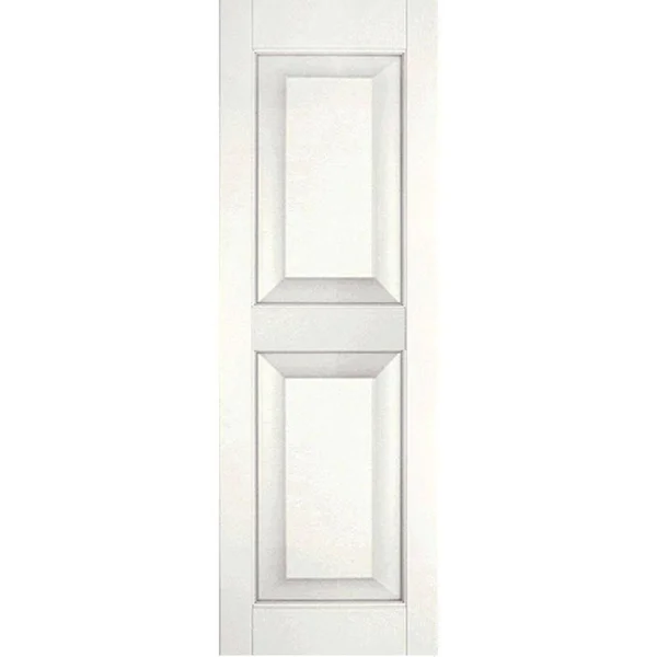 Ekena Millwork 18 in. x 48 in. Exterior Real Wood Western Red Cedar Raised Panel Shutters Pair White