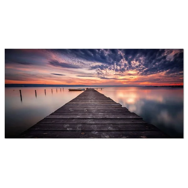 Designart PT8351-32-16 Colorful Sunset Over Lake Landscape Photo Canvas Print - 32x16x22