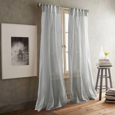 Paradox Solid Sheer Pinch Pleat Curtain Panels DKNY Curtain Color: Silver, Size per Panel: 35" W x 108" L