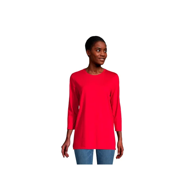 Petite Lands& End 3/4- Sleeve Supima Cotton Crewneck Tunic - Women's, Size: Small Petite, Dark Red