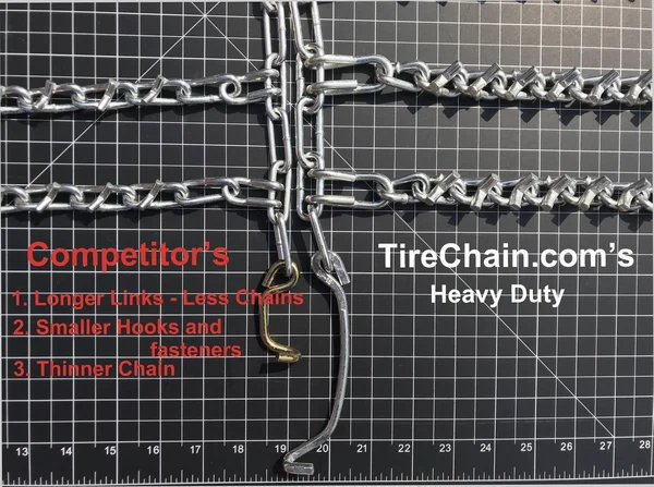 TireChain.com 5.30 x 6, 5.30 6 Heavy Duty V-Bar Tire Chains Set of 2