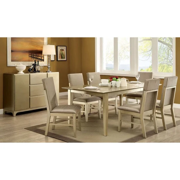Furniture of America Cherlize Contemporary Gold 78 inch Dining Table