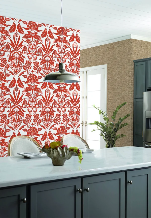 York Wallcoverings Cy1555 Papyrus Weave Wallpaper Orange/Red