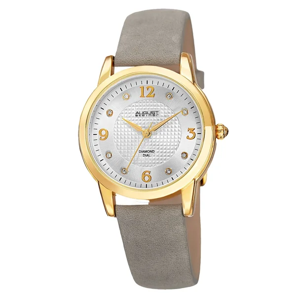 August Steiner Women's Quartz Diamond Accented Leather Strap Watch