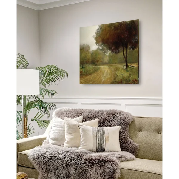 Wexford Home Country Road -Gallery Wrapped Canvas - Yellow - Blue, Green, Red, Black, White, Size: 40 x 40