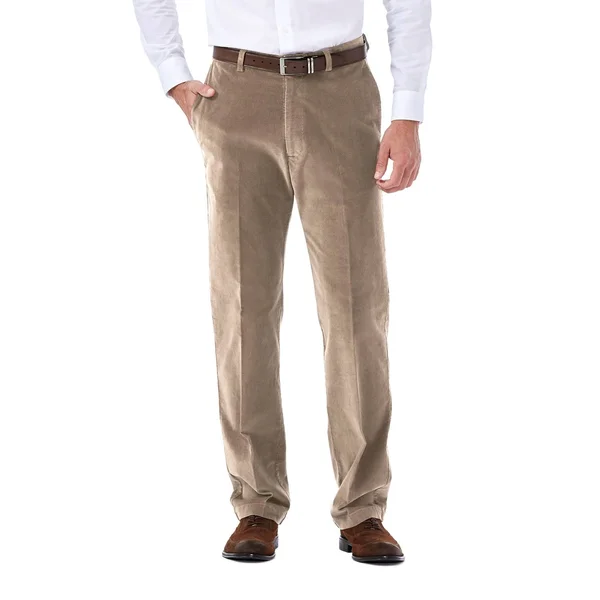 Men's Haggar Classic-Fit Stretch Expandable Waistband Corduroy Pants - Khaki - 34x34