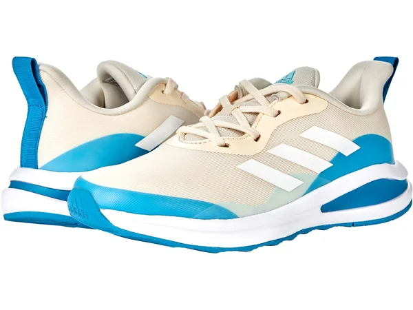 Adidas Youth FortaRun Running Shoes 4.5 - Tan/Baby Blue/White