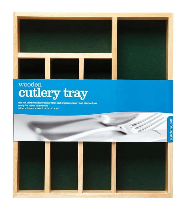 Kitchen Craft Wooden Cutlery Tray with Five Sections