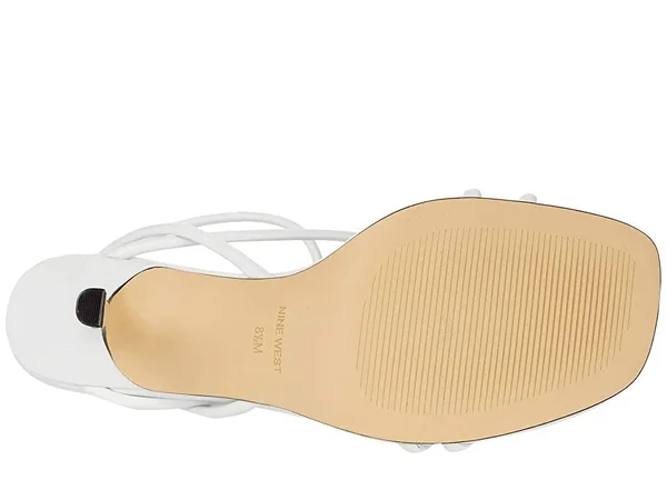 Nine West Women's Nolan Strappy Sandal, Size: 9, White Leather