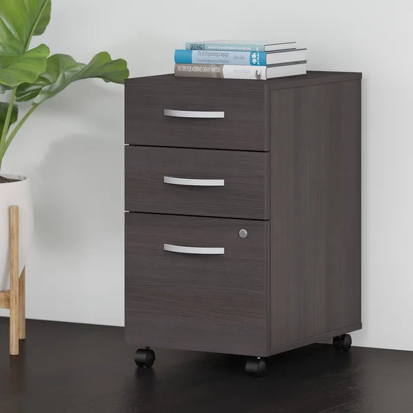 Bush Business Furniture Studio C 3-Drawer Mobile Vertical Filing Cabinet, Storm Gray