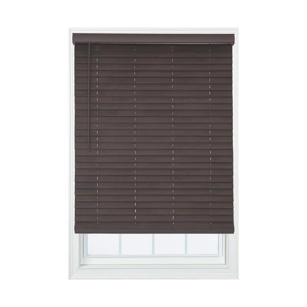 Allen + Roth 2-in Slat Width 28.75-in x 72-in Cordless Brown Faux Wood Room Darkening Horizontal Blinds - DFWDC3072-28.75