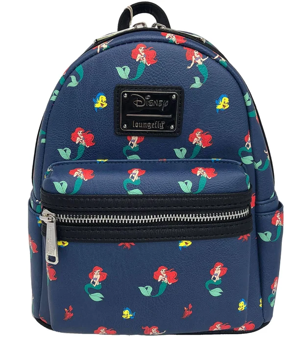 Loungefly x Disney Ariel Flounder Sebastian AOP Mini Backpack