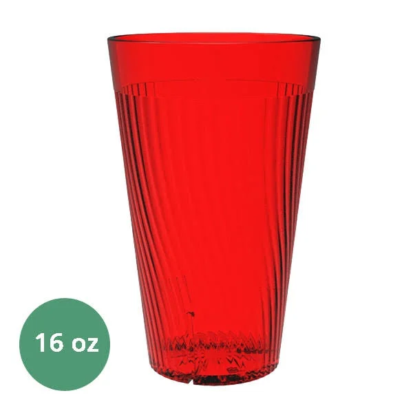 16 oz. Belize Tumbler, Polycarbonate, Red, Pack of 6, 8 Packs