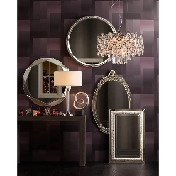 Noble Park Griffin 33x22 Round Geometric Angle Cut Wall Mirror