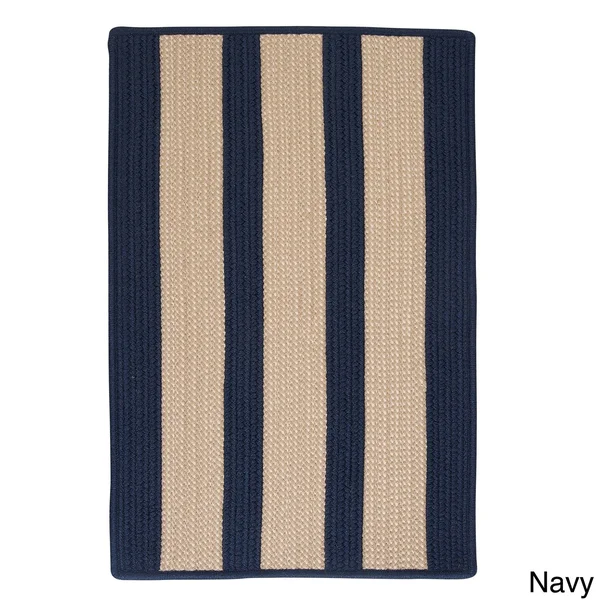Light House Natural Stripe Reversible Outdoor Rug - 8& x 10& - Olive