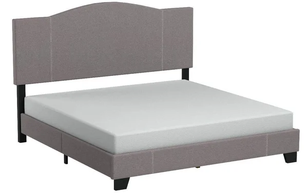 Accentrics Home All-in-One Modified Camel Back Upholstered Bed, Queen