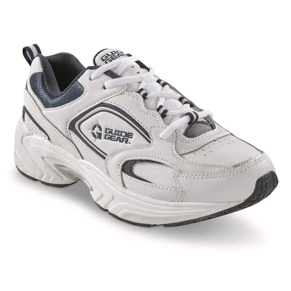 Guide Gear Men's Lace-Up Walking Shoes - 10.5 4E, White/Navy Blue