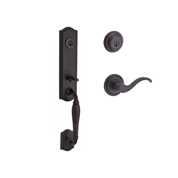 Baldwin New Hampshire Dbl Cyl Handleset Curve Lever Rnd Rose Venetian Bronze 1-3/4 to 2x22 Doors