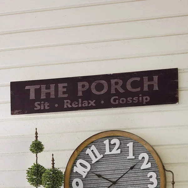 The Porch Wood Wall Sign, Metal, Brown