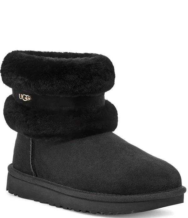 Ugg Women's Fluff Mini Belted Suede 1112483 - 5, Black