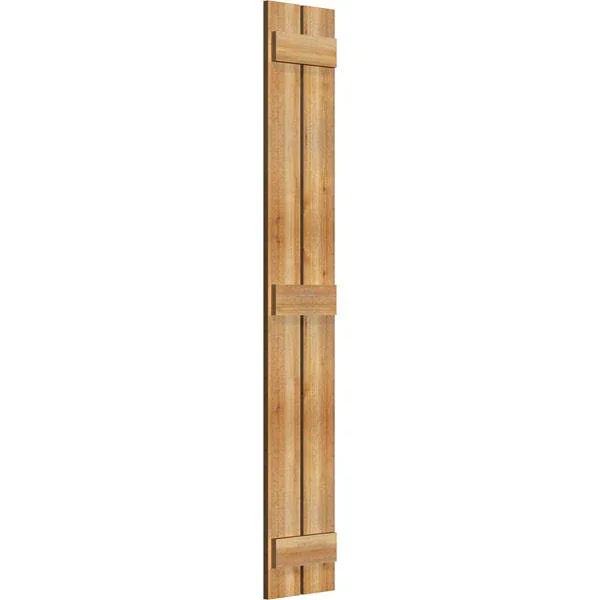 Ekena Millwork RBS06S11X068RWR 11 1/4x22W x 68x22H TimberCraft Two 5 3/8x22 Boards Spaced Board-n-Batten Shutters, Rough Sawn We