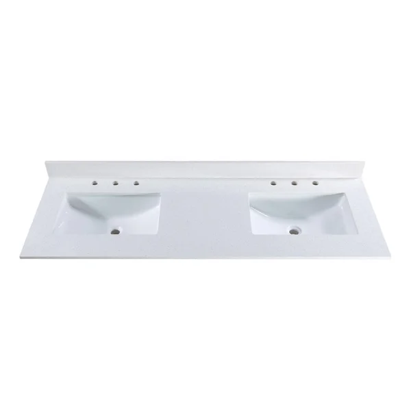 Maykke 61 inch Black Granite Countertop with 8 inch Widespread Faucet Holes - Double