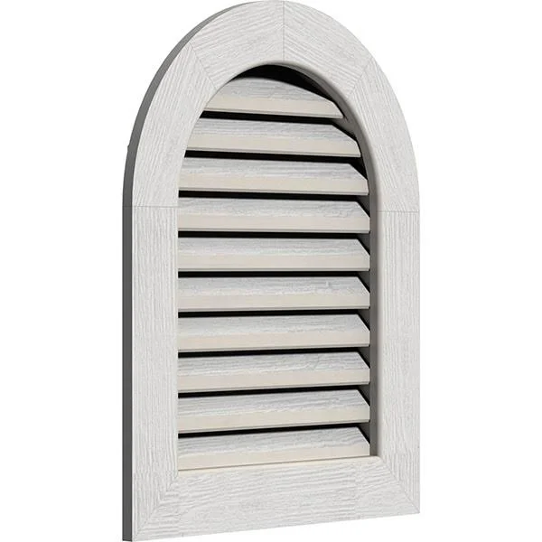 Ekena Millwork GVWRT22X2401RFPWR 22x22W x 24x22H Round Top Gable Vent (27x22W x 29x22H Frame Size): Primed - Functional, Rough Sa