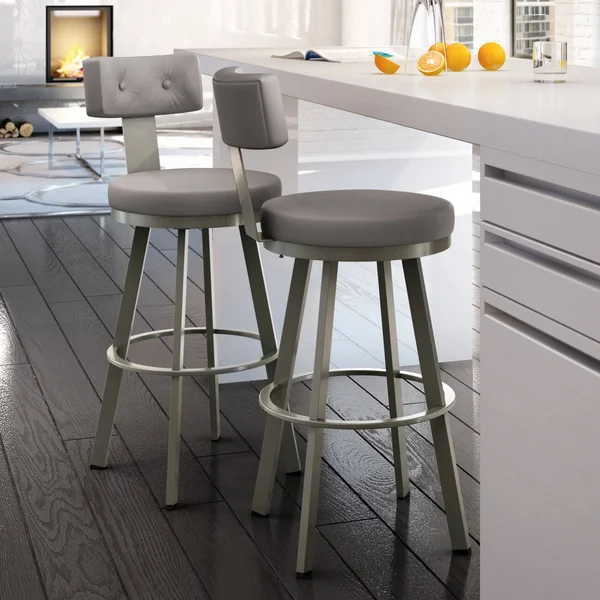 Amisco Tower Counter Height Swivel Metal Stool, Grey