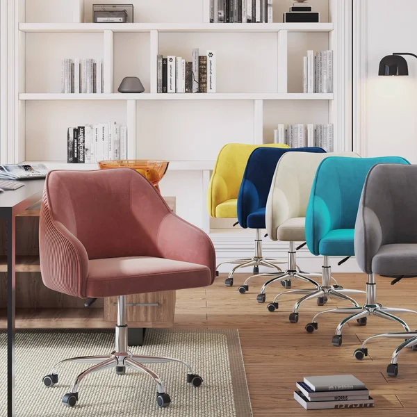 Kinzie Task Chair Gold Flamingo Upholstery Color: Navy Blue