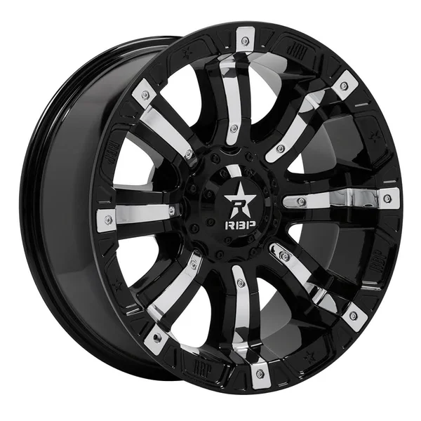18x10 RBP Wheels 94R Black w/Chrome Inserts 94R-1810-82-25BP