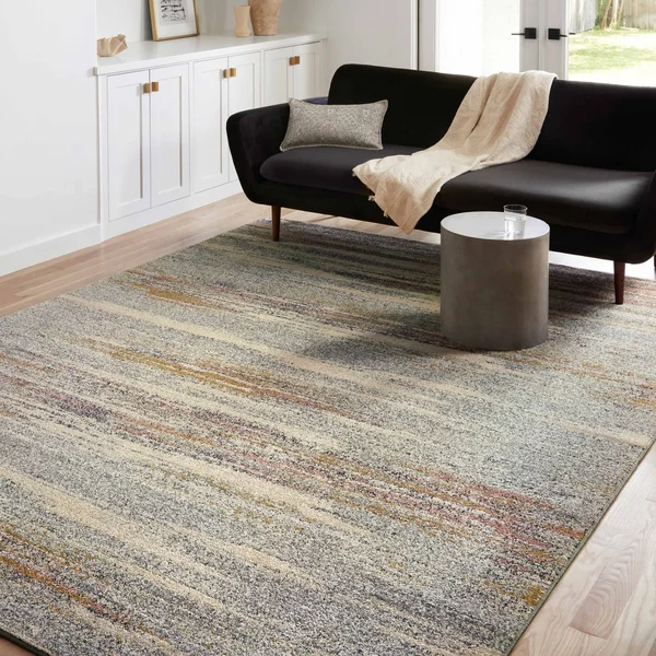 Alexander Home Bradford Modern Abstract Area Rug - 2&-3x22 x 7&-6x22 Runner - Pebble, Multi