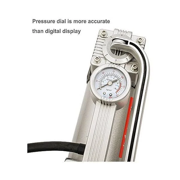 GSPSCN Silver Tire Inflator Heavy Duty Double Cylinders with Portable Bag - Metal 12V Air Compressor Pump 150PSI with Adapter for