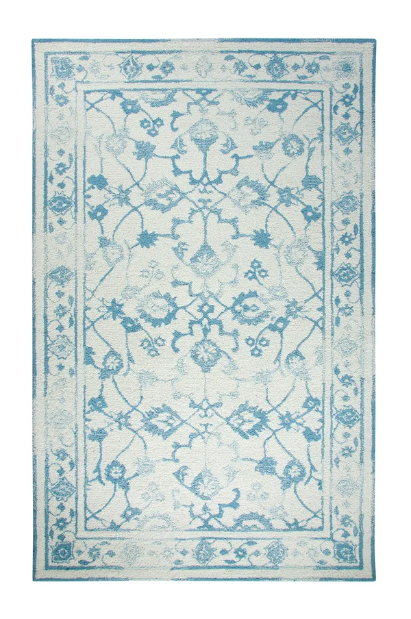Dynamic Rugs Avalon 88802 Rug, 5' x 8', Ivory/Light Blue