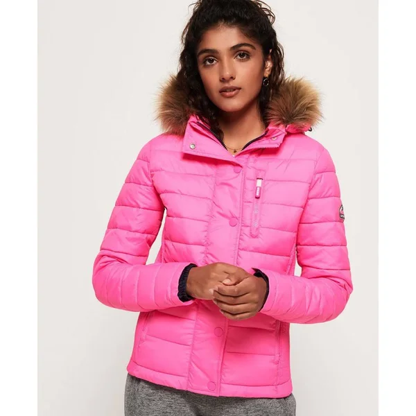 Superdry Vibe Pink Fuji Slim Double Zip Hooded Jacket