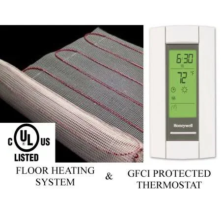 50 sqft Warming Systems 120 V Electric Tile Radiant Floor HEATING Mat with GFCI Protected Programmable Thermostat