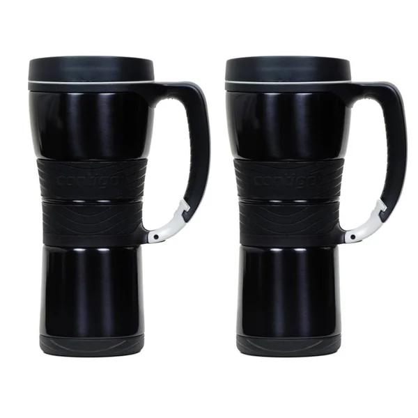 Contigo Extreme Stainless Steel Travel Mug with Handle, 16oz - Metallic Black (2 Pack)